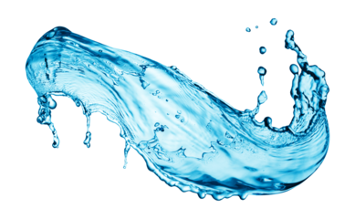 Blue water splashing on a backdrop.