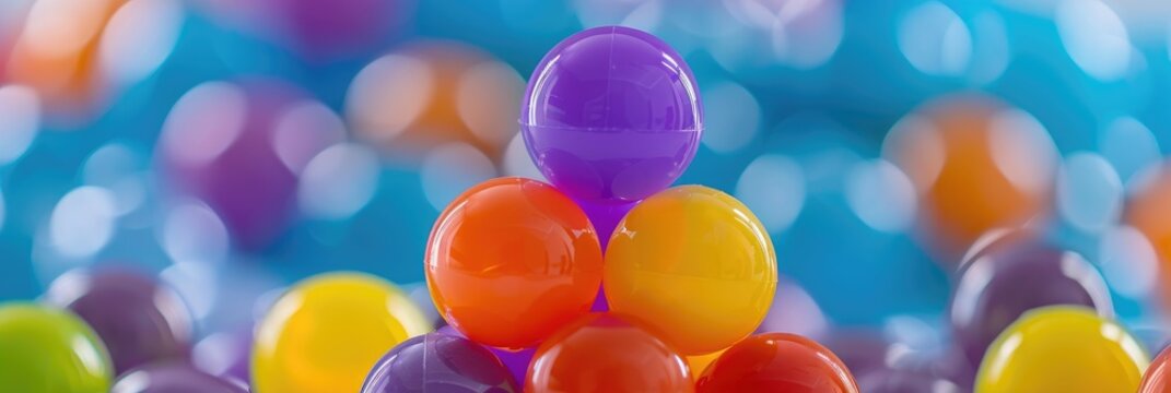 Vibrant Sensory Balls to Enhance Children's Cognitive and Physical Growth, Featuring a Purple Ball in a Pyramid Shape