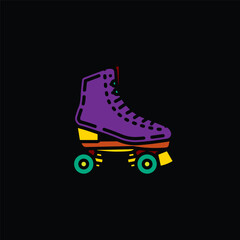 Original vector illustration. A contour icon. Vintage roller skates.