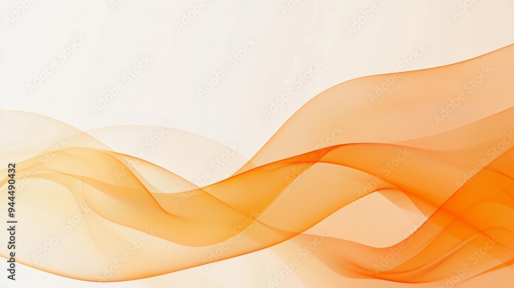 Poster flowing orange waves create an abstract art piece highlighting smooth curves and transparent layers 
