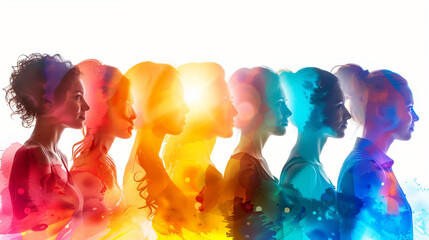 Colorful silhouettes of diverse human profiles