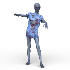 女性ゾンビ　3DCGレンダリング