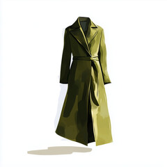 watercolor illustration of a green coat