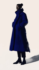 Naklejka premium digital illustration of a woman in a blue coat