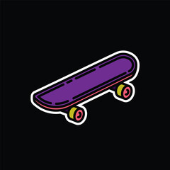 Original vector illustration. A contour icon. Vintage skateboard.