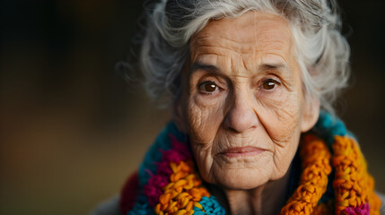 Elderly Knitting Warm Scarf Elderly With