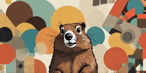 groundhog day themed retro vibes in a cuta background