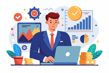 Investing data analysis to search for profit opportunity, financial chart and graph information, graph indicator for stock market trader, statistic concept, businessman investor on financial chart
