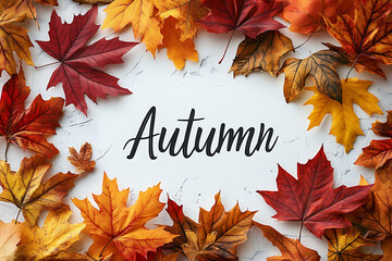 autumn leaves frame the word "Autumn" 
