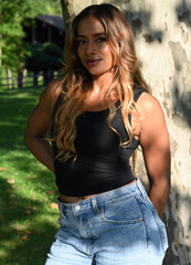 Beautiful young woman outdoors, portrait