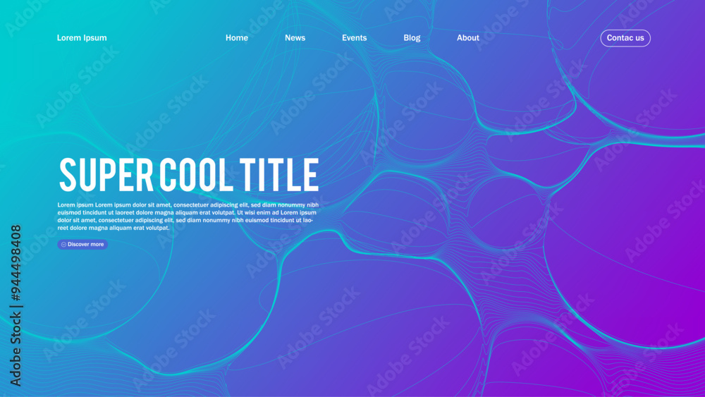 Poster landing page abstract design with dynamic line bubbles . template for website or app.