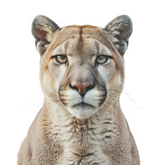 portrait of a puma isolated on white background