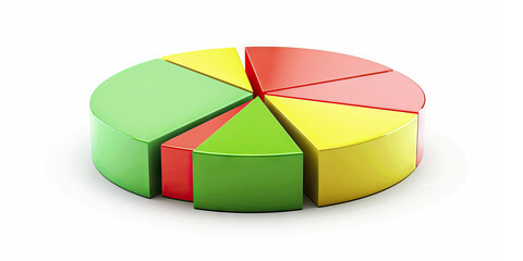 Fototapeta premium A colorful pie chart depicting the financial status of a small business, with green for profit and red for loss.