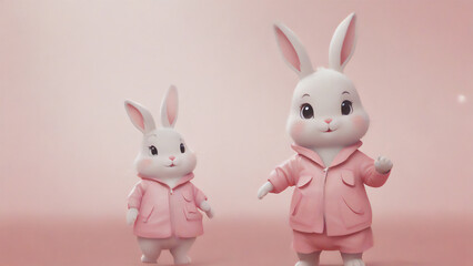 ピンクのうさぎ　AI画像　ジェネレーティブAI