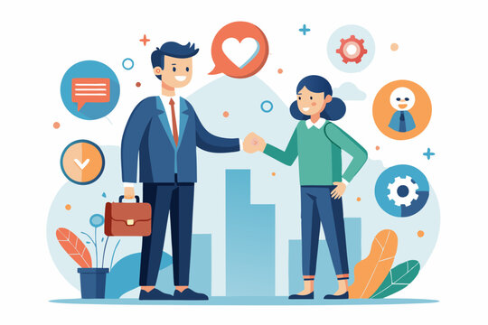 Customer retention, marketing strategy for customer loyalty, employee engagement, recruitment or human resource hiring, consumer care or benefit concept, businessman hand holding customer with care
