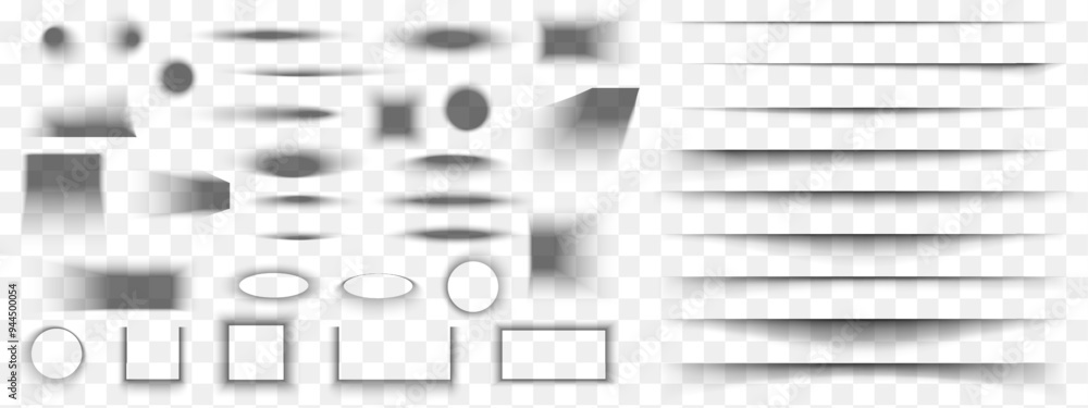 Fototapete set of different shadow effects for mockups. realistic soft grey shapes. divider lines, square and r