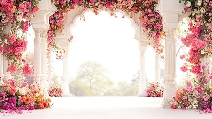 Mughal Garden illustration,Mughal Garden elements collection,Mughal Garden wedding invitation,Mughal Garden frame
