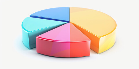 Obraz premium A simple pie chart comparing market share between competitors, with unique colors for each slice.