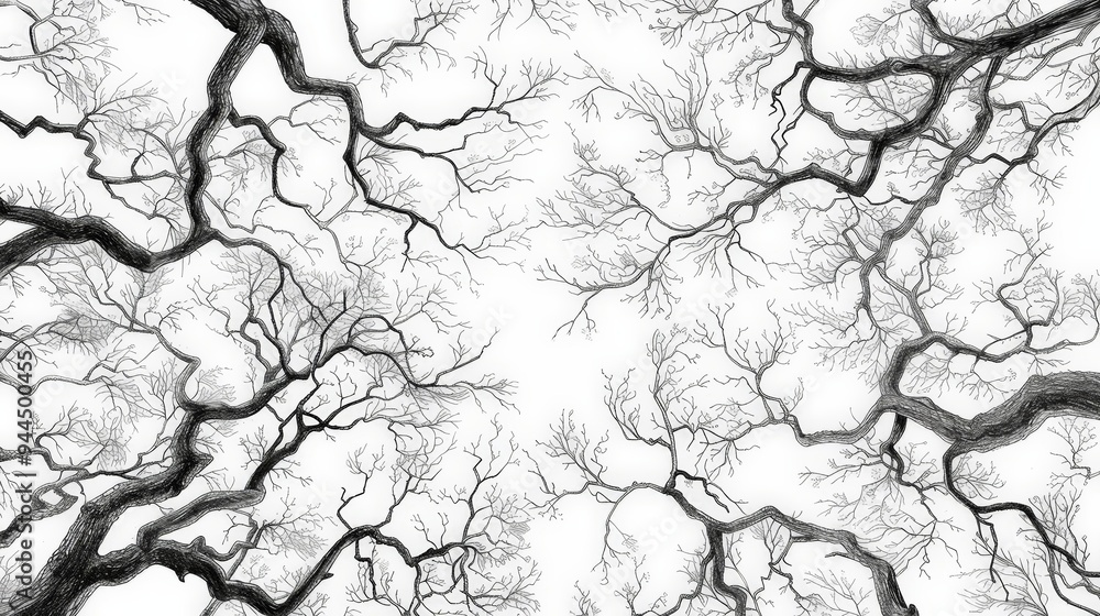 Wall mural Abstract branches against white background.