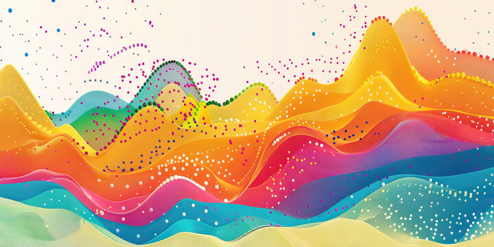 A colorful scatter plot illustrating the correlation between two variables in a business context.