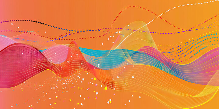 A colorful scatter plot illustrating the correlation between two variables in a business context.