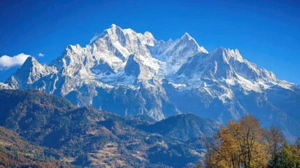 Fototapeta premium majestic mountain range under a clear blue sky