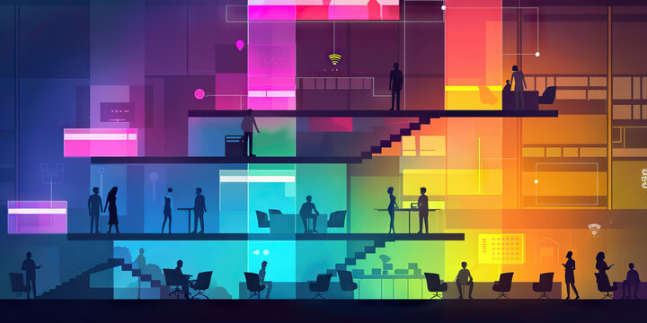 A creative treemap displaying the organizational structure of a team, with different colors for each department.