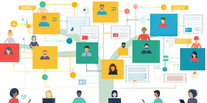 A creative treemap displaying the organizational structure of a team, with different colors for each department.