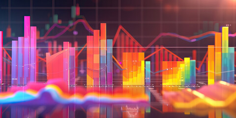 A line graph tracking job satisfaction scores over time, with a colorful background gradient reflecting employee feedback.