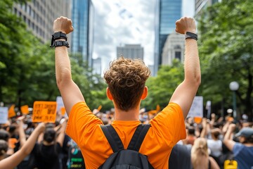 Charity events that drive social change, captured in a dynamic photo of rallies and advocacy campaigns