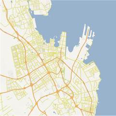 Fototapeta premium Road map of Dammam in Saudi Arabia. Contains layered vector with roads water, parks, etc.