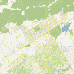 Road map of Islamabad in Pakistan. Contains layered vector with roads water, parks, etc.