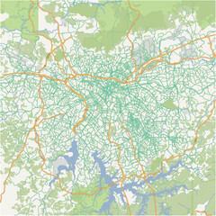 Road map of Sao Paulo in Brazil. Contains layered vector with roads water, parks, etc.