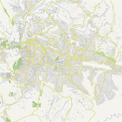 Road map of Kigali in Rwanda. Contains layered vector with roads water, parks, etc.