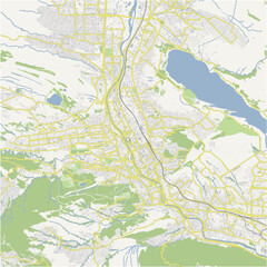 Road map of Tbilisi in Georgia. Contains layered vector with roads water, parks, etc.