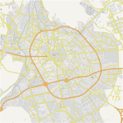 Road map of Medina in Saudi Arabia. Contains layered vector with roads water, parks, etc.