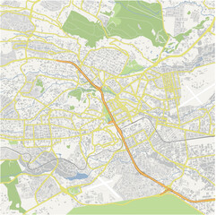 Road map of Nairobi in Kenya. Contains layered vector with roads water, parks, etc.