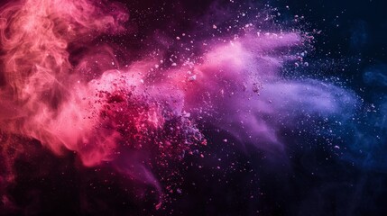 Dynamic Colorful Powder Burst on Black Background