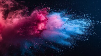 Dynamic Colorful Powder Burst on Black Background