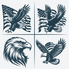 Eagle  vector Bundle file ,Black and white Eagle silhouette file, Eagle svg vector silhouette Bundle file