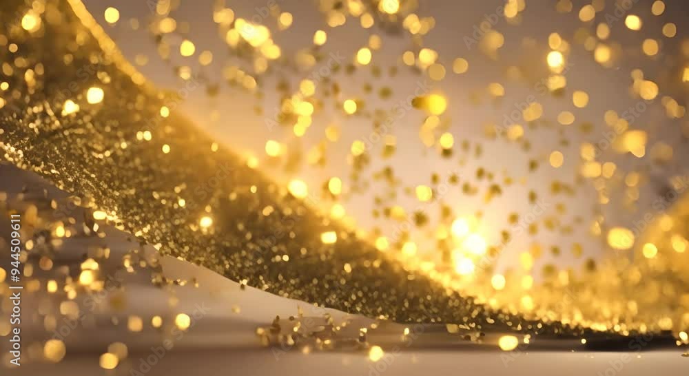 Poster gold glitter background with sparkle shine light confetti abstract motion background shining gold pa