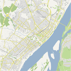 Road map of Volgograd in Russia. Contains layered vector with roads water, parks, etc.