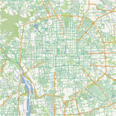 Road map of Beijing in China. Contains layered vector with roads water, parks, etc.