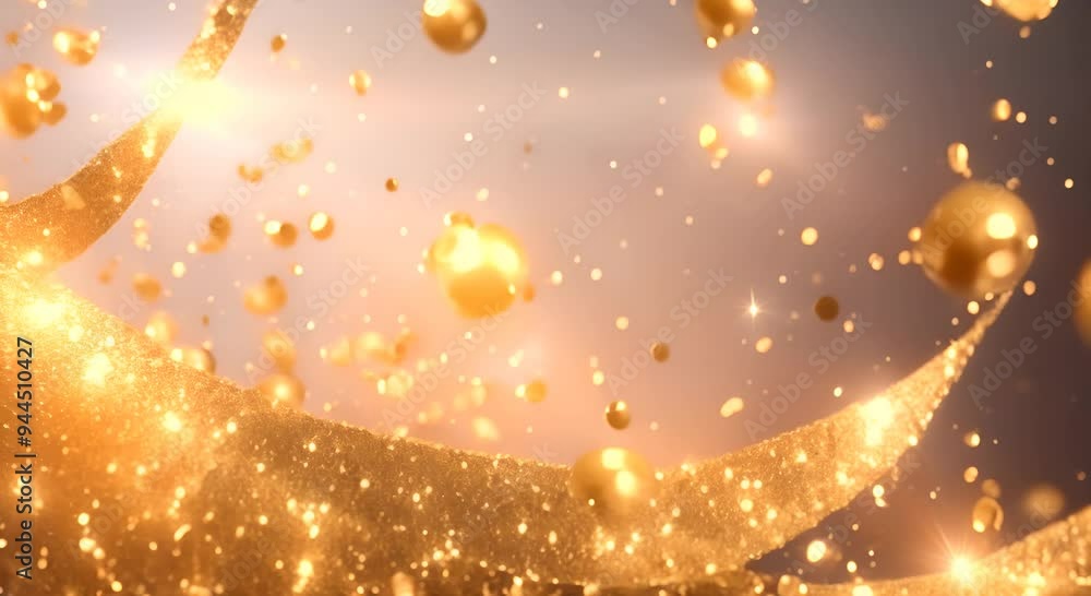 Poster gold glitter background with sparkle shine light confetti abstract motion background shining gold pa