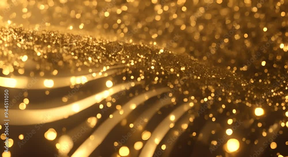 Poster gold glitter background with sparkle shine light confetti abstract motion background shining gold pa