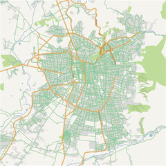 Fototapeta premium Road map of Santiago in Chile. Contains layered vector with roads water, parks, etc.