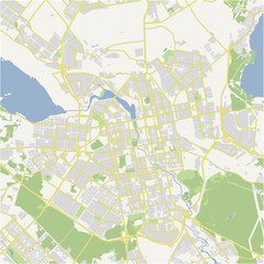 Road map of Yekaterinburg in Russia. Contains layered vector with roads water, parks, etc.