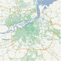 Road map of Harbin in China. Contains layered vector with roads water, parks, etc.