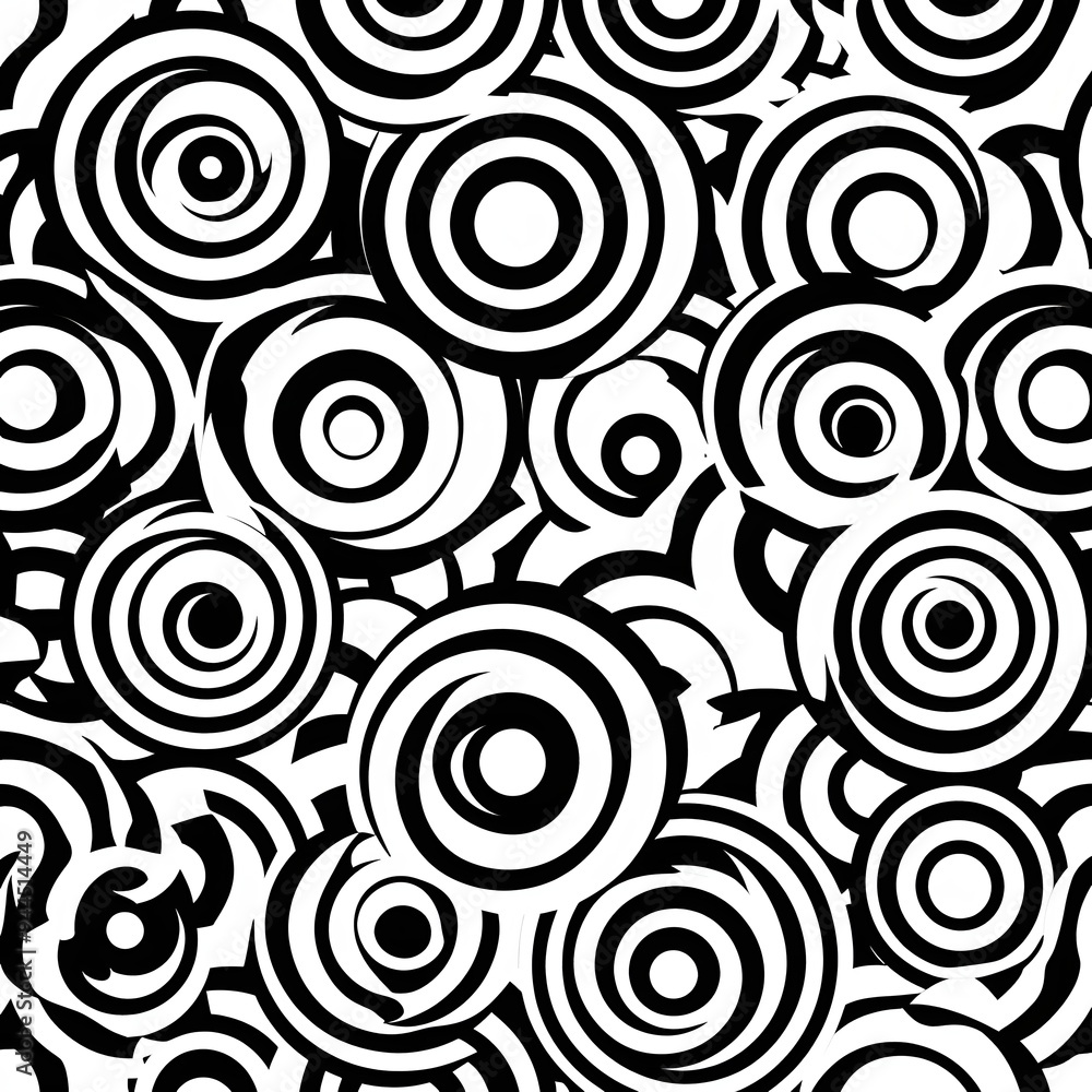 Poster 97. **create a seamless pattern with bold, graphic circles in a high-contrast black and white.**