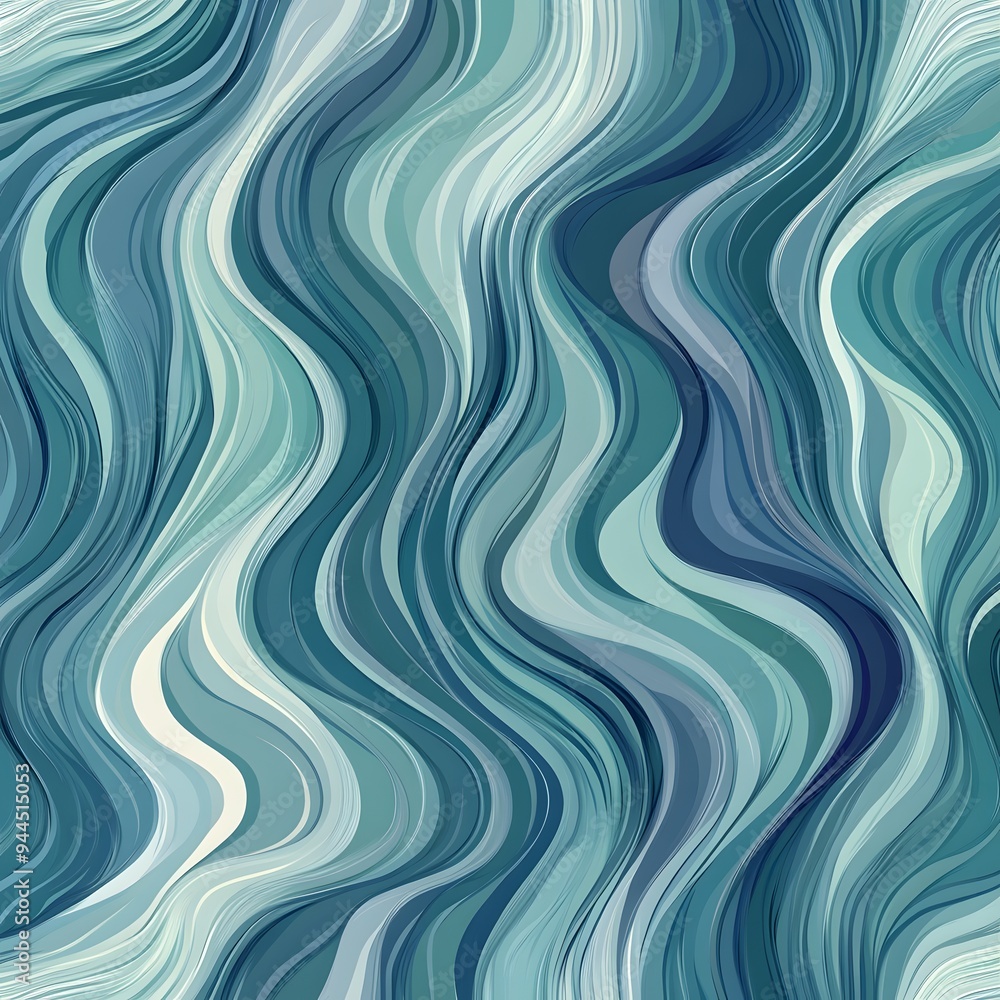 Poster 80. **design a seamless pattern featuring abstract, wavy lines in a soothing oceanic color scheme.**